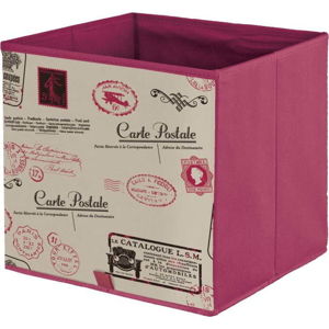 Červený úložný box Domopak Stamps, délka 32 cm