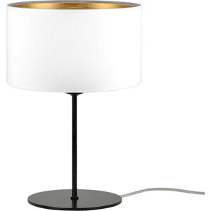 Bílá stolní lampa s detailem ve zlaté barvě Bulb Attack Tres S, ⌀ 25 cm