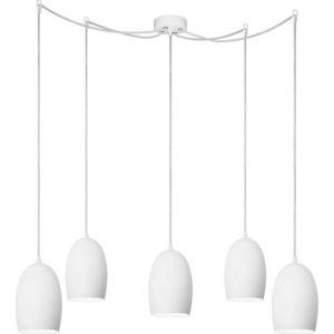 Bílé pětiramenné závěsné svítidlo Sotto Luce Ume Elementary Shiny, ⌀ 13,5 cm