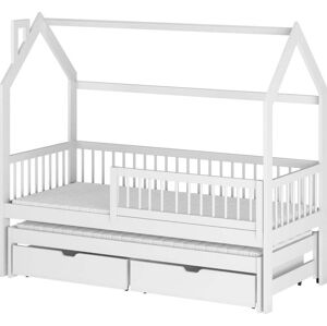 Bílá domečková dětská postel s úložným prostorem 70x160 cm Papi - Lano Meble