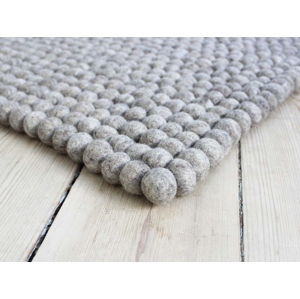 Pískově hnědý kuličkový vlněný koberec Wooldot Ball Rugs, 120 x 180 cm