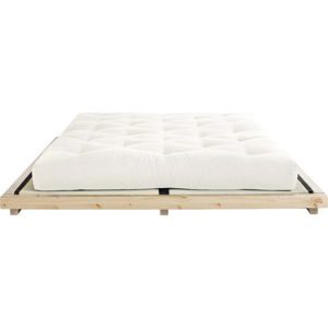 Dvoulůžková postel z borovicového dřeva s matrací a tatami Karup Design Dock Double Latex Natural Clear/Natural, 140 x 200 cm