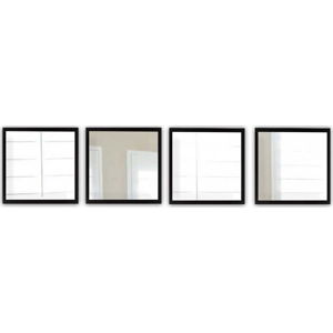 Sada 4 nástěnných zrcadel s černým rámem Oyo Concept Setayna, 24 x 24 cm