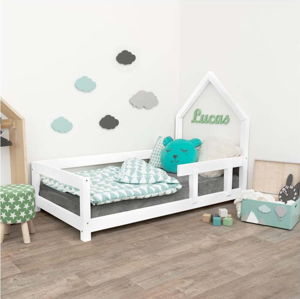 Bílá dřevěná dětská postel Benlemi Poppi, 90 x 180 cm