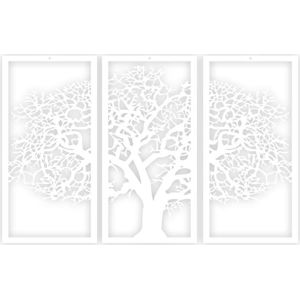 Bílý 3dílný nástěnný obraz Solid Tree