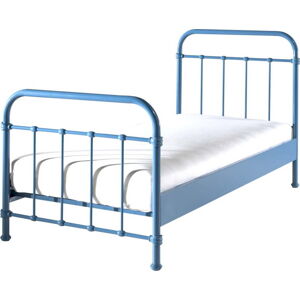Modrá kovová dětská postel Vipack New York, 90 x 200 cm