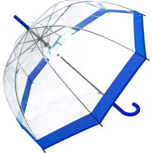 Transparentní holový deštník s modrými detaily Birdcage Border, ⌀ 85 cm