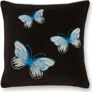 Černý bavlněný dekorativní polštář Cooksmart ® Opulence Butterflies, 45 x 45 cm