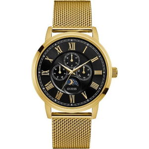 Pánské hodinky s páskem z nerezové oceli ve zlaté barvě Guess W0871G2