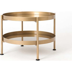 Konferenční ocelový stůl ve zlaté barvě s policí Custom Form Hanna, ⌀ 40 cm