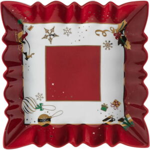 Porcelánový servírovací talíř s vánočním motivem Brandani Alleluia New Bone, délka 23,5 cm