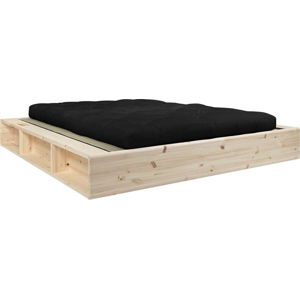 Dvoulůžková postel z masivního dřeva s černým futonem Comfort a tatami Karup Design, 160 x 200 cm