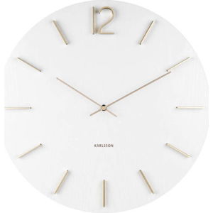 Bílé nástěnné hodiny Karlsson Meek, ⌀ 50 cm