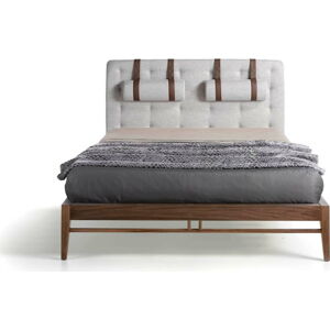 Dvoulůžková postel s nohami z ořechového dřeva Ángel Cerdá Olivia, 150 x 200 cm