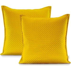 Žlutý povlak na polštář DecoKing Carmen, 45 x 45 cm