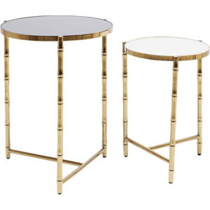 Sada 2 odkládacích stolků ve zlaté barvě Kare Design Hipster Bamboo, ø 44,5 cm
