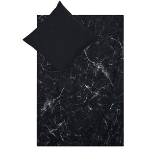 Černé povlečení na jednolůžko z bavlněného perkálu Westwing Collection Malin, 135 x 200 cm