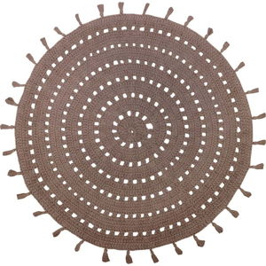 Hnědý bavlněný ručně vyrobený koberec Nattiot, ø 120 cm