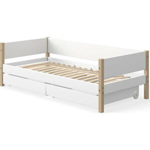 Bílá dětská postel se zásuvkami Flexa White, 90 x 200 cm