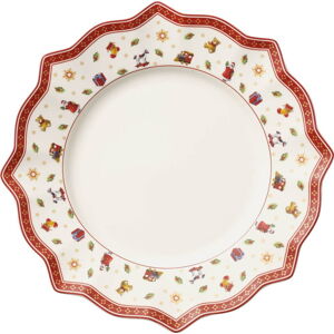 Bílo-červený porcelánový vánoční talíř Toy's Delight Villeroy&Boch, ø 29 cm