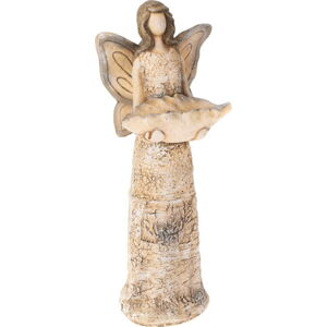 Béžové pítko pro ptáčky ve tvaru anděla Dakls, výška 37 cm