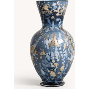 Modrá skleněná ručně malovaná váza Aurora – Burkina