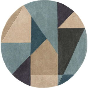 Modro-béžový vlněný kulatý koberec ø 133 cm Arlo Harper - Flair Rugs