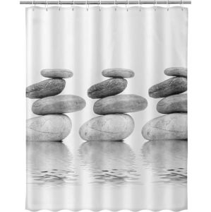 Šedý sprchový závěs Unimasa Stones, 180 x 200 cm