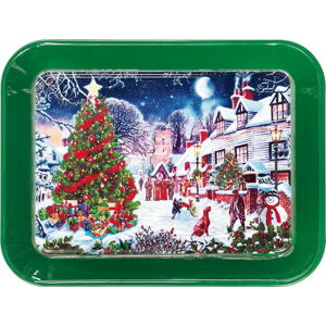 Zelený podnos s vánočním motivem Brandani, délka 33,5 cm