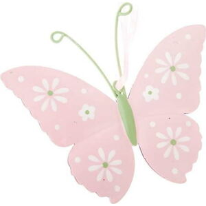 Sada 2 růžových kovových závěsných dekorací Dakls Butterfly