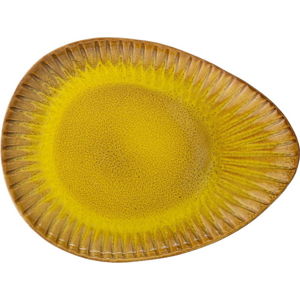 Žlutý servírovací talíř z kameniny Bloomingville Cala, 34 x 25,5 cm