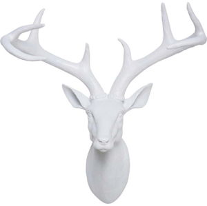 Bílá dekorativní busta ve tvaru jelena Kare Design Deer, 40 x 45 cm