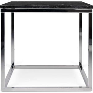 Příruční stolek s chromovaným podnožím a černou mramorovou deskou TemaHome Prairie, 50 x 50 cm