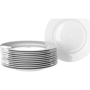 Sada 12 bílých porcelánových talířů Unimasa Elegant, průměr 19 cm