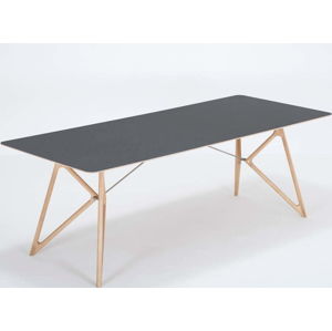 Jídelní stůl z masivního dubového dřeva s černou deskou Gazzda Tink, 220 x 90 cm