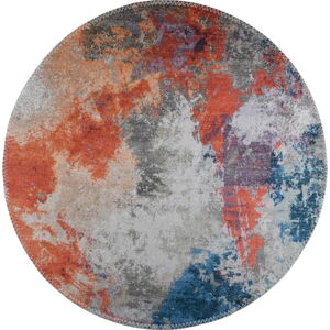 Modro-oranžový pratelný kulatý koberec ø 80 cm – Vitaus