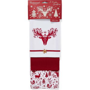 Sada 3 bavlněných vánočních utěrek Cooksmart ® A Nordic Christmas, 38 x 44 cm