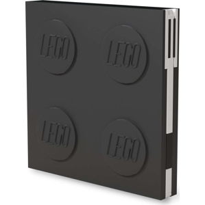 Černý čtvercový zápisník s gelovým perem LEGO®, 15,9 x 15,9 cm