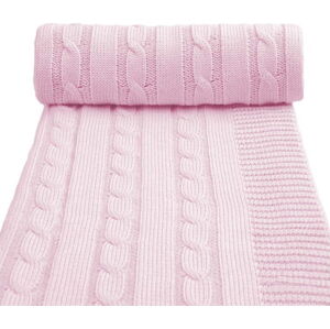 Růžová pletená dětská deka s podílem bavlny T-TOMI Spring, 80 x 100 cm