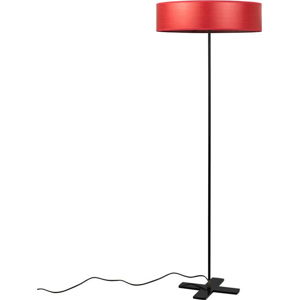 Červená volně stojící lampa se stínidlem z přírodní dýhy Bulb Attack Ocho