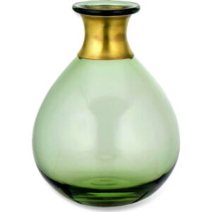 Zelená skleněná váza Nkuku Miza, výška 16,5 cm