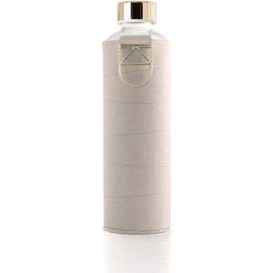 Béžová láhev z borosilikátového skla s obalem z umělé kůže Equa Mismatch, 750 ml