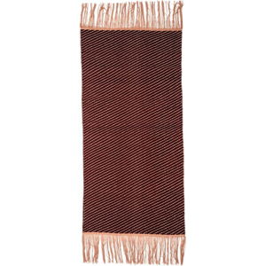 Tmavě červený bavlněný koberec Bloomingville Line, 60 x 120 cm