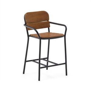 Černo-hnědá kovová zahradní barová židle Algueret – Kave Home