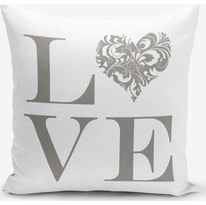 Povlak na polštář s příměsí bavlny Minimalist Cushion Covers Love Grey, 45 x 45 cm