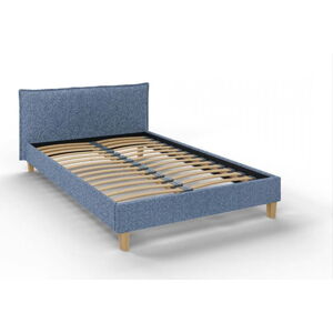 Modrá čalouněná dvoulůžková postel s roštem 140x200 cm Tina – Ropez