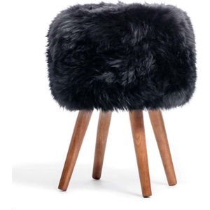 Stolička s černým sedákem z ovčí kožešiny Native Natural, ⌀ 30 cm