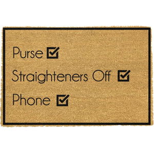 Rohožka z přírodního kokosového vlákna Artsy Doormats Purse Straighteners Phone 40 x 60 cm