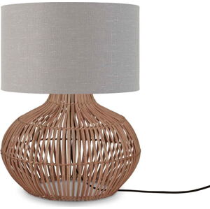 Stolní lampa s textilním stínidlem ve světle šedo-přírodní barvě (výška 48 cm) Kalahari – Good&Mojo