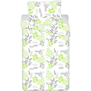 Bílo-zelené 4dílné bavlněné povlečení na jednolůžko 140x200 cm Listera – Jerry Fabrics